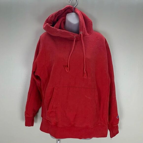 Champion Reverse Weave Pullover Red Sweatshirt Hoodie Size Medium Y2k Vintage - Picture 1 of 8